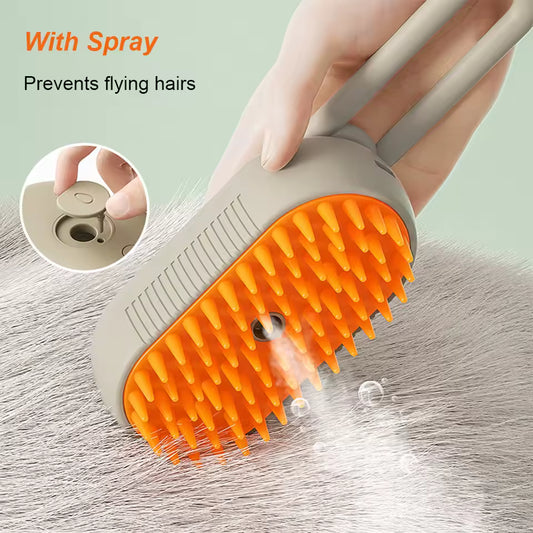 3-in-1 Steam Grooming Brush for Cats & Dogs