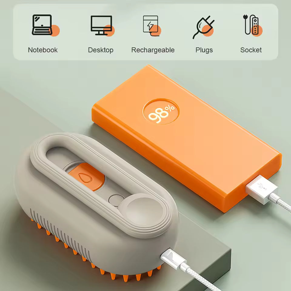 3-in-1 Steam Grooming Brush for Cats & Dogs