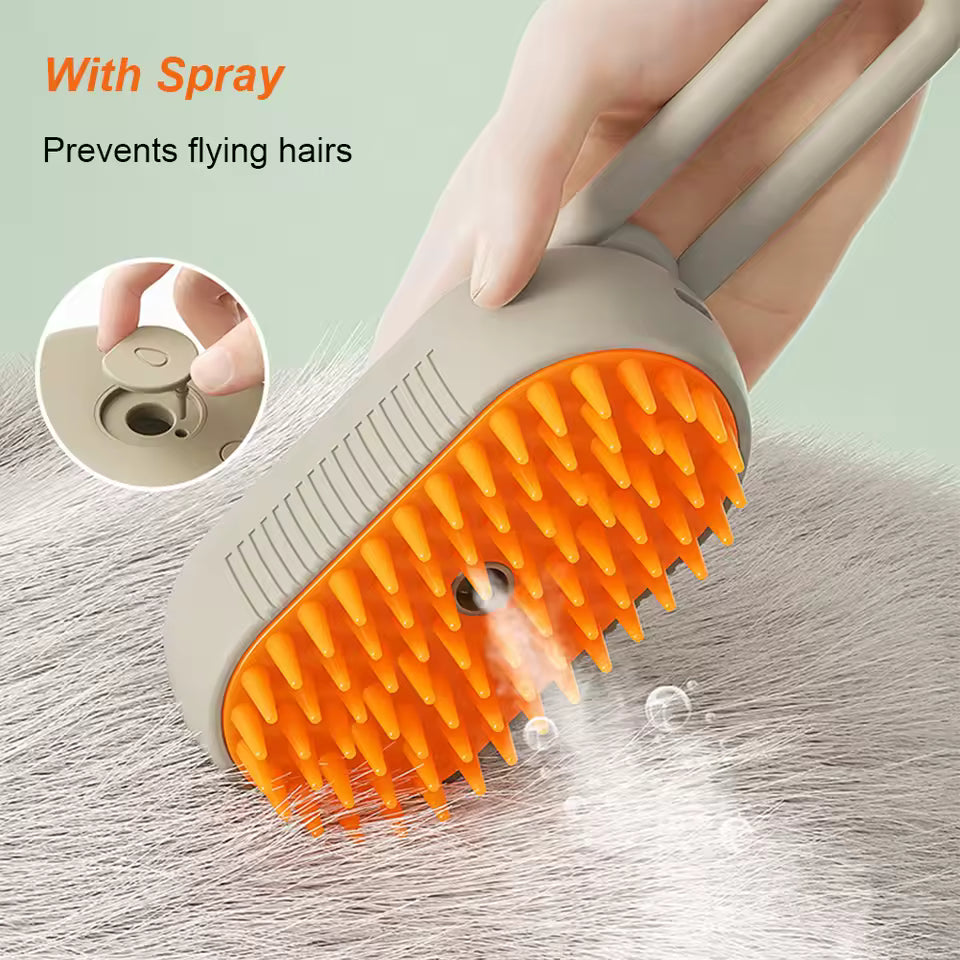 3-in-1 Steam Grooming Brush for Cats & Dogs