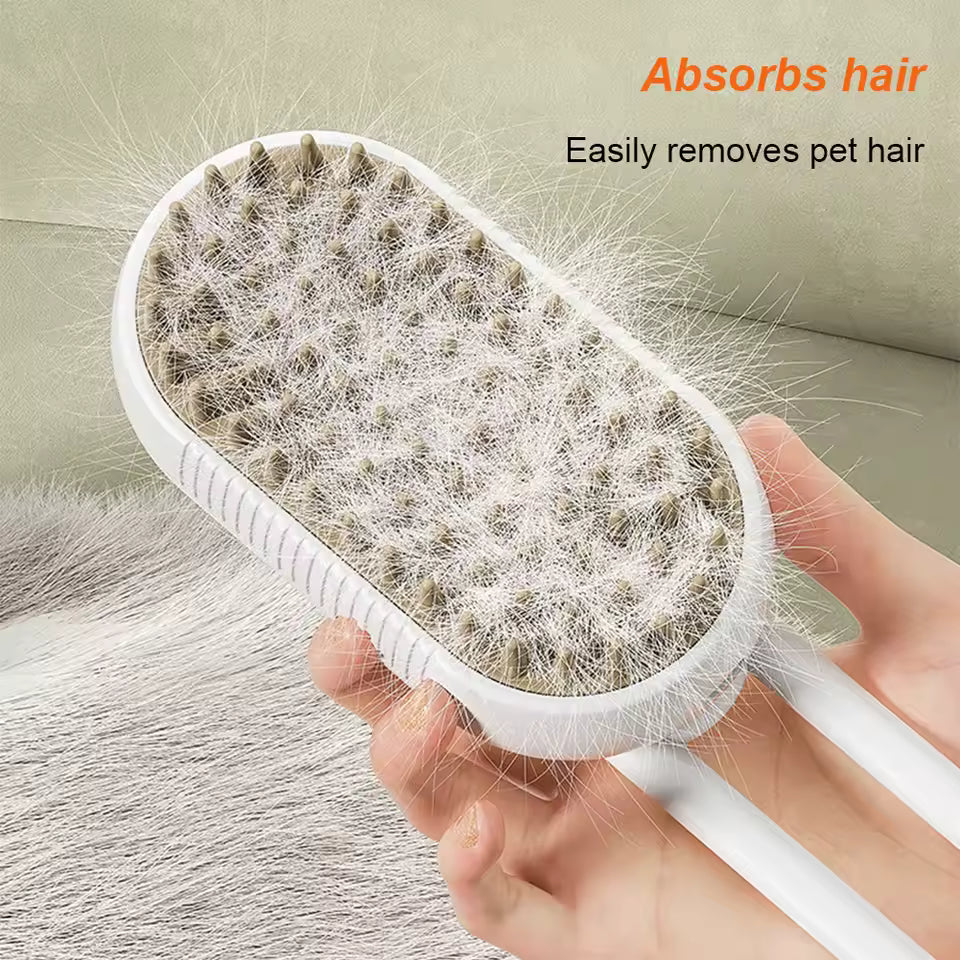 3-in-1 Steam Grooming Brush for Cats & Dogs